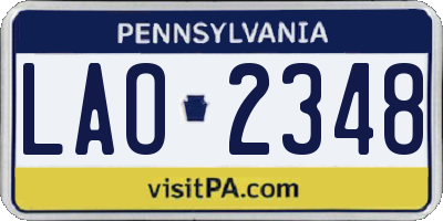 PA license plate LAO2348