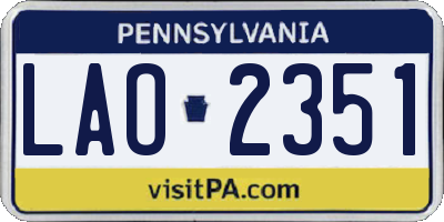 PA license plate LAO2351