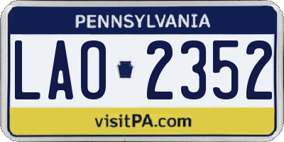 PA license plate LAO2352