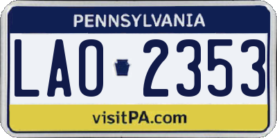 PA license plate LAO2353