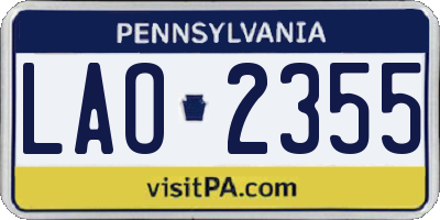 PA license plate LAO2355