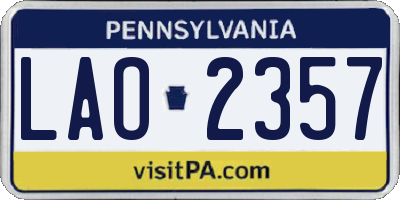 PA license plate LAO2357