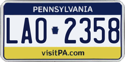 PA license plate LAO2358