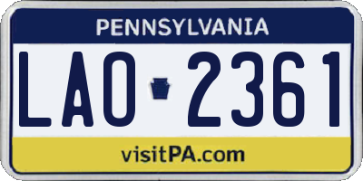 PA license plate LAO2361