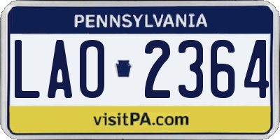 PA license plate LAO2364
