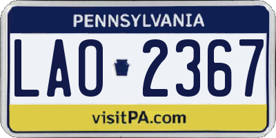 PA license plate LAO2367