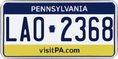 PA license plate LAO2368