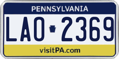 PA license plate LAO2369