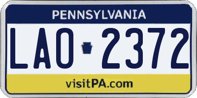 PA license plate LAO2372