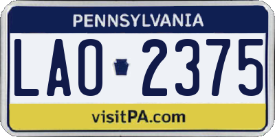 PA license plate LAO2375