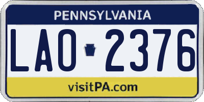 PA license plate LAO2376
