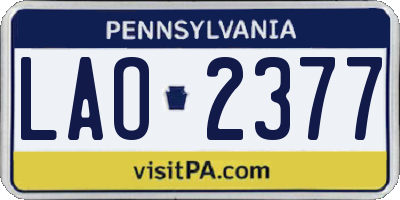 PA license plate LAO2377
