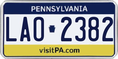 PA license plate LAO2382