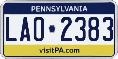 PA license plate LAO2383