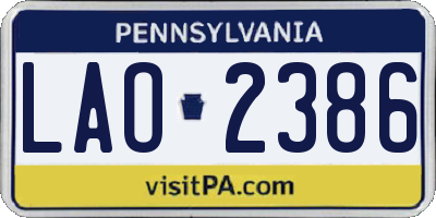 PA license plate LAO2386