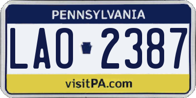 PA license plate LAO2387