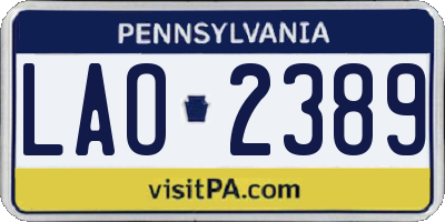 PA license plate LAO2389