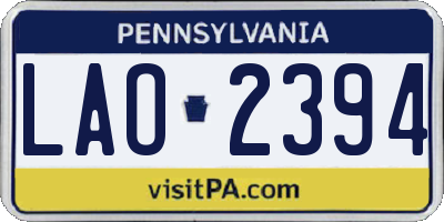 PA license plate LAO2394