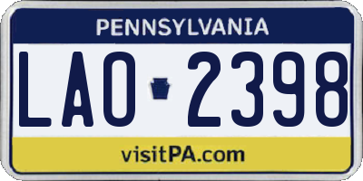 PA license plate LAO2398