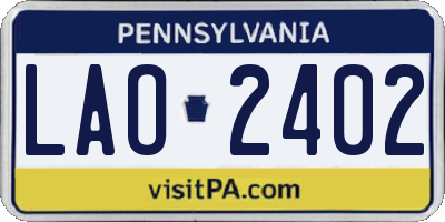 PA license plate LAO2402