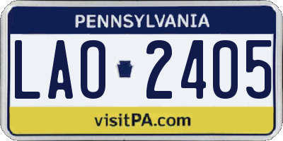 PA license plate LAO2405
