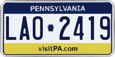 PA license plate LAO2419