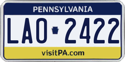 PA license plate LAO2422