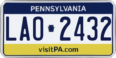 PA license plate LAO2432