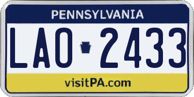 PA license plate LAO2433