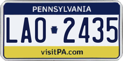PA license plate LAO2435