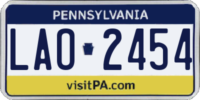 PA license plate LAO2454