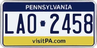 PA license plate LAO2458