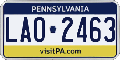 PA license plate LAO2463