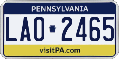 PA license plate LAO2465