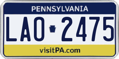 PA license plate LAO2475