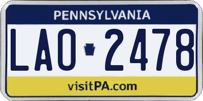 PA license plate LAO2478