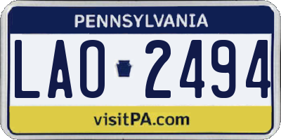 PA license plate LAO2494