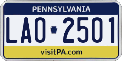 PA license plate LAO2501
