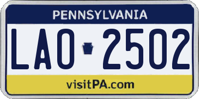 PA license plate LAO2502