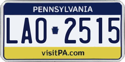 PA license plate LAO2515