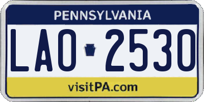 PA license plate LAO2530