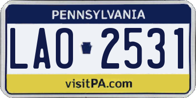 PA license plate LAO2531
