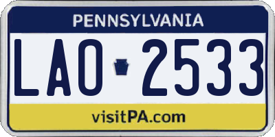 PA license plate LAO2533