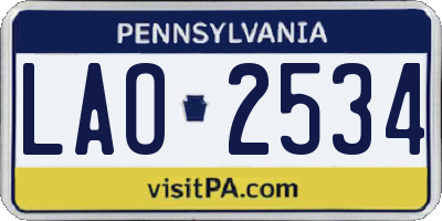 PA license plate LAO2534