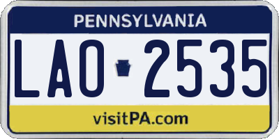 PA license plate LAO2535