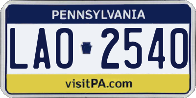 PA license plate LAO2540