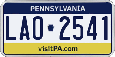 PA license plate LAO2541