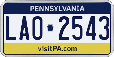 PA license plate LAO2543