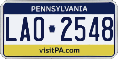 PA license plate LAO2548