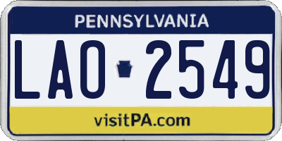 PA license plate LAO2549